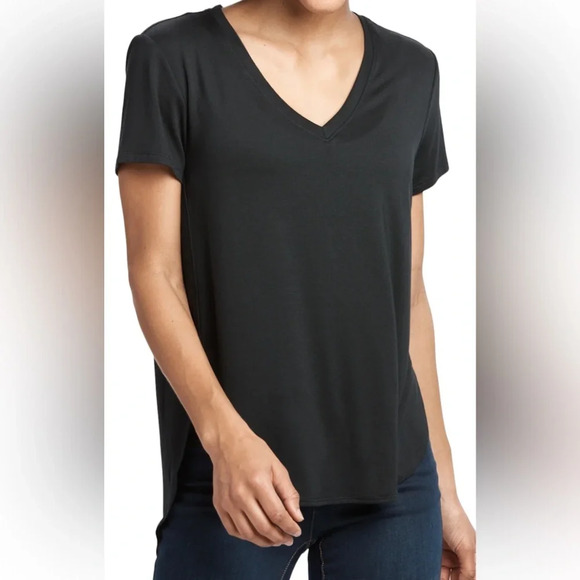 Lole black Athletic Shortsleeved V-neck tunic  top Sz M - Picture 1 of 12